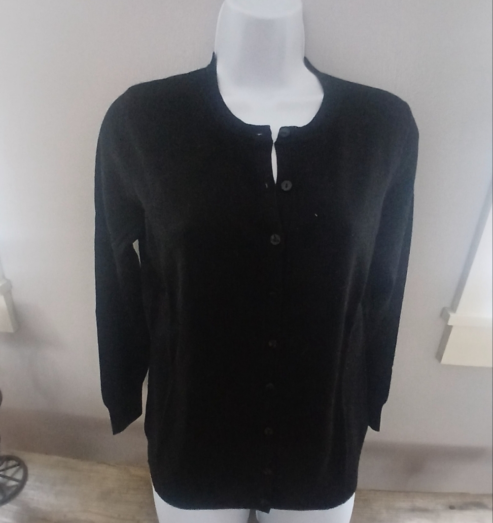 Women's Charter Club Cardigan Black Silk, Nylon, Viscose. Sz Small, NWT